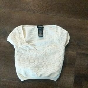 Bebe White and Cream Crop Top with Stylish Design